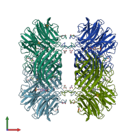PDB entry 1yi7 coloured by chain, front view.