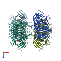 PDB entry 1yi7 coloured by chain, top view.