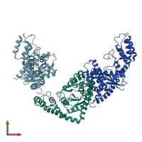 PDB entry 1yi8 coloured by chain, front view.