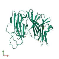 PDB entry 1yi9 coloured by chain, front view.