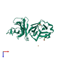 PDB entry 1yi9 coloured by chain, top view.