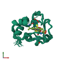 PDB entry 1yic coloured by chain, ensemble of 20 models, front view.