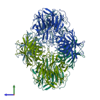 PDB entry 1yif coloured by chain, side view.