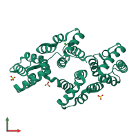 PDB entry 1yii coloured by chain, front view.