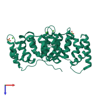 PDB entry 1yii coloured by chain, top view.