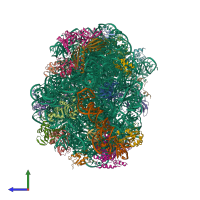 PDB entry 1yij coloured by chain, side view.