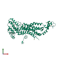 PDB entry 1yis coloured by chain, front view.