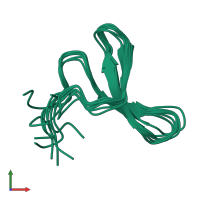 PDB entry 1yiu coloured by chain, ensemble of 8 models, front view.