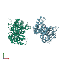 PDB entry 1yix coloured by chain, front view.