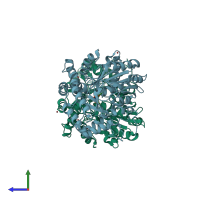 PDB entry 1yiy coloured by chain, side view.