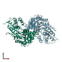 PDB entry 1yiz coloured by chain, front view.