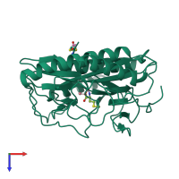 PDB entry 1yj3 coloured by chain, top view.