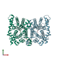 PDB entry 1yj4 coloured by chain, front view.