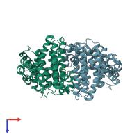 PDB entry 1yj4 coloured by chain, top view.