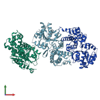 PDB entry 1yj8 coloured by chain, front view.