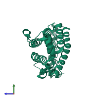 PDB entry 1yje coloured by chain, side view.