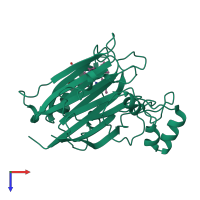 PDB entry 1yjh coloured by chain, top view.