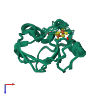 PDB entry 1yji coloured by chain, ensemble of 11 models, top view.