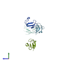 PDB entry 1yk5 coloured by chain, side view.