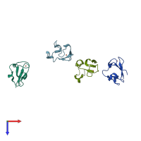 PDB entry 1yk5 coloured by chain, top view.
