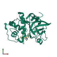 PDB entry 1yk7 coloured by chain, front view.