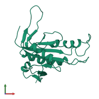 PDB entry 1yk9 coloured by chain, front view.