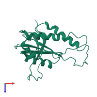 PDB entry 1yk9 coloured by chain, top view.