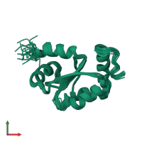 PDB entry 1yka coloured by chain, ensemble of 20 models, front view.