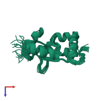 PDB entry 1yka coloured by chain, ensemble of 20 models, top view.