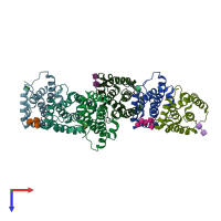 PDB entry 1ykb coloured by chain, top view.