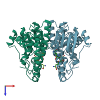 PDB entry 1ykc coloured by chain, top view.