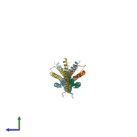 PDB entry 1yke coloured by chain, side view.