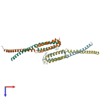 PDB entry 1yke coloured by chain, top view.