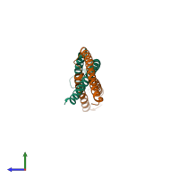 PDB entry 1ykh coloured by chain, side view.