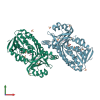 PDB entry 1ykj coloured by chain, front view.
