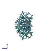PDB entry 1ykj coloured by chain, side view.