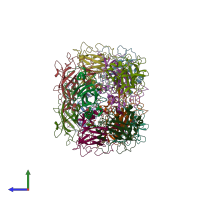 PDB entry 1ykl coloured by chain, side view.