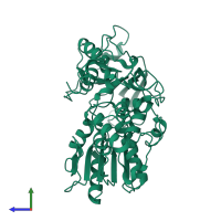 PDB entry 1yks coloured by chain, side view.