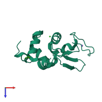PDB entry 1yl0 coloured by chain, top view.