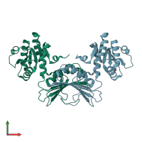 PDB entry 1yl6 coloured by chain, front view.