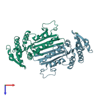 PDB entry 1yl6 coloured by chain, top view.