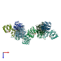 PDB entry 1yl7 coloured by chain, top view.