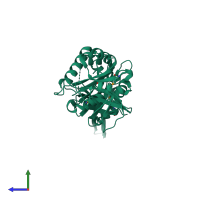 PDB entry 1yle coloured by chain, side view.