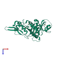 PDB entry 1yle coloured by chain, top view.