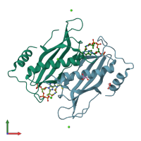 PDB entry 1yli coloured by chain, front view.