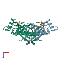 PDB entry 1yli coloured by chain, top view.