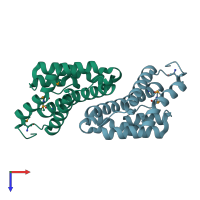 PDB entry 1ylm coloured by chain, top view.