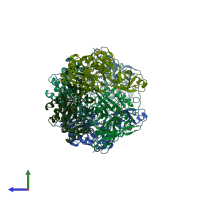 PDB entry 1ylo coloured by chain, side view.