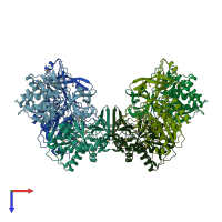 PDB entry 1ylo coloured by chain, top view.