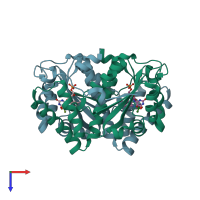 PDB entry 1ylr coloured by chain, top view.